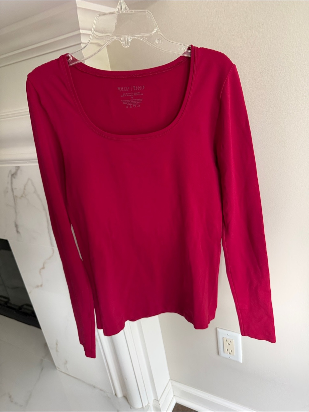 White House Black Market Long Sleeve Scoop Neck Top - Raspberry Pink